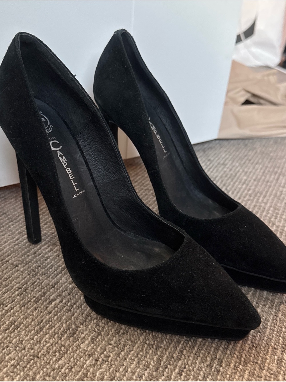 Jeffrey Campbell Black Suede Pointed Pump Heels